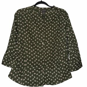 Banana Republic Olive Green Floral Top Size Large